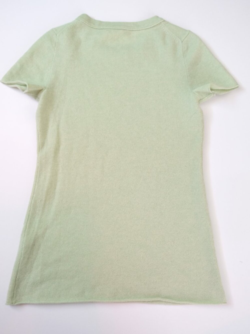 EUC J. CREW 100% Cashmere Short Sleeve Sweater XS Mint Green Crewneck T-Shirt - Picture 3 of 3